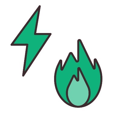 An electricity icon and a gas icon next to it.