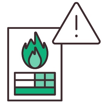 An energy bill showing a gas icon. Above is a problem icon.