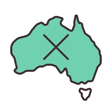 The Australian map with a cross in it.
