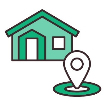 A house next to a location pin.