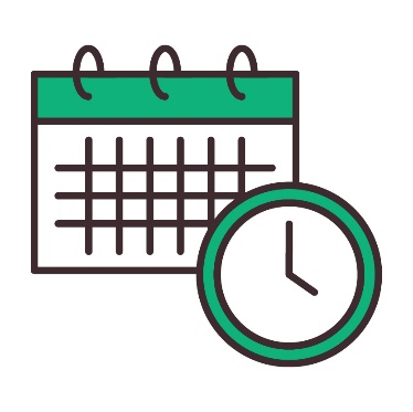 A calendar and a clock icon below it.